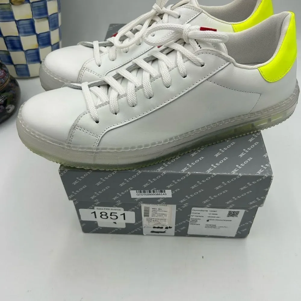 Men's Kiton Leather low top sneakers size 46 made in Italy